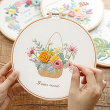 Cargar imagen en el visor de la galería, Pastel Floral Design Hand Embroidery DIY Kit 20cm