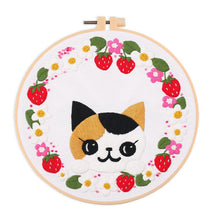 Load image into Gallery viewer, Cute Cartoon Cat Hand Embroidery DIY Kit 20cm