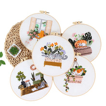 Charger l'image dans la galerie, Cute Cats & Plants Hand Embroidery DIY Kit 20cm