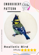 Charger l'image dans la galerie, Thread Painting Realistic Bird PDF Embroidery Pattern + 3 hrs Video Tutorial