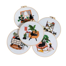 Load image into Gallery viewer, Cute Cats At Home Hand Embroidery DIY Kit 20cm