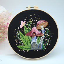 Load image into Gallery viewer, Cute Mushroom Fairy House Hand Embroidery DIY Kit 20cm
