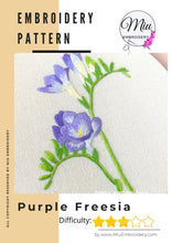 Charger l'image dans la galerie, Purple Freesia Flower PDF Embroidery Pattern + Video Tutorial