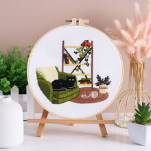 Load image into Gallery viewer, Cute Cats At Home Hand Embroidery DIY Kit 20cm