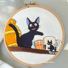 Load image into Gallery viewer, Original Thread Painting - Kiki’s Cat - Embroidery size 7”