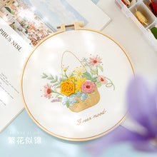 Cargar imagen en el visor de la galería, Pastel Floral Design Hand Embroidery DIY Kit 20cm