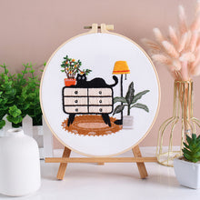 Load image into Gallery viewer, Cute Cats At Home Hand Embroidery DIY Kit 20cm