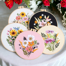 Load image into Gallery viewer, New Flower Bouquets Hand Embroidery DIY Kit 20cm