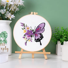 Load image into Gallery viewer, Beginners Floral Butterfly Hand Embroidery DIY Kit 20cm