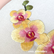 Load image into Gallery viewer, Yellow Orchid PDF Embroidery Pattern + Video Tutorial