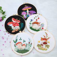 Load image into Gallery viewer, Colorful Mushrooms Hand Embroidery DIY Kit 20cm