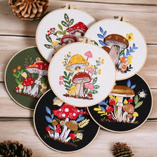 Load image into Gallery viewer, Cute Mushrooms Hand Embroidery DIY Kit 20cm