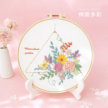 Cargar imagen en el visor de la galería, Pastel Floral Design Hand Embroidery DIY Kit 20cm