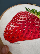 Load image into Gallery viewer, Original Thread Painting - Giant Strawberry- Hoop size 7”