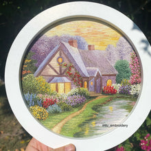 Charger l'image dans la galerie, Original Thread Painting - Garden House - Embroidery size 7”(Framed)