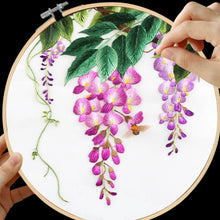 Charger l'image dans la galerie, DIY Silk Embroidery kit Wisteria Flowers 20cm