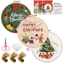 Load image into Gallery viewer, Merry Christmas Hand Embroidery DIY Kit 20cm
