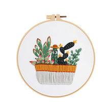 Load image into Gallery viewer, Cactus Pot Hand Embroidery DIY Kit 20cm