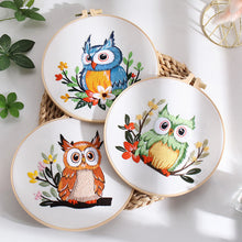 Load image into Gallery viewer, Cute Cartoon Owl Hand Embroidery DIY Kit 20cm