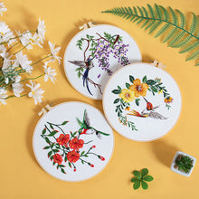 Load image into Gallery viewer, Humming bird & Flower Hand Embroidery DIY Kit 20cm