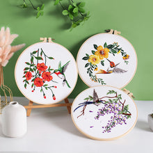 Load image into Gallery viewer, Humming bird & Flower Hand Embroidery DIY Kit 20cm