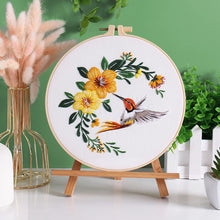 Load image into Gallery viewer, Humming bird & Flower Hand Embroidery DIY Kit 20cm