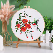 Load image into Gallery viewer, Humming bird & Flower Hand Embroidery DIY Kit 20cm