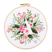 Load image into Gallery viewer, Floral Alphabet Hand Embroidery DIY Kit 20cm