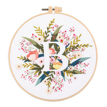 Load image into Gallery viewer, Floral Alphabet Hand Embroidery DIY Kit 20cm