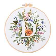 Load image into Gallery viewer, Floral Alphabet Hand Embroidery DIY Kit 20cm