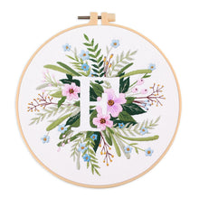 Load image into Gallery viewer, Floral Alphabet Hand Embroidery DIY Kit 20cm
