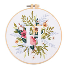 Load image into Gallery viewer, Floral Alphabet Hand Embroidery DIY Kit 20cm