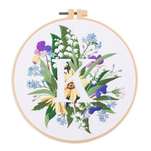 Load image into Gallery viewer, Floral Alphabet Hand Embroidery DIY Kit 20cm