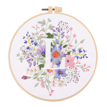 Load image into Gallery viewer, Floral Alphabet Hand Embroidery DIY Kit 20cm