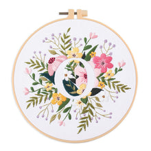 Load image into Gallery viewer, Floral Alphabet Hand Embroidery DIY Kit 20cm