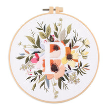 Load image into Gallery viewer, Floral Alphabet Hand Embroidery DIY Kit 20cm