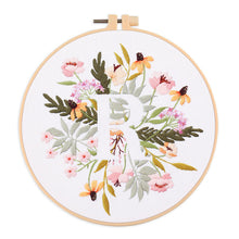 Load image into Gallery viewer, Floral Alphabet Hand Embroidery DIY Kit 20cm