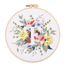 Load image into Gallery viewer, Floral Alphabet Hand Embroidery DIY Kit 20cm