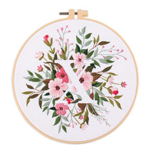 Load image into Gallery viewer, Floral Alphabet Hand Embroidery DIY Kit 20cm