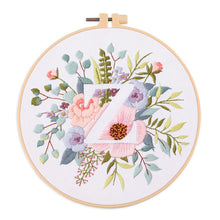 Load image into Gallery viewer, Floral Alphabet Hand Embroidery DIY Kit 20cm