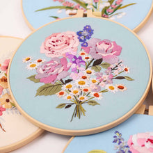 Load image into Gallery viewer, Floral Bouquet Hand Embroidery DIY Kit 20cm
