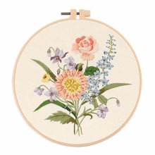 Load image into Gallery viewer, Floral Bouquet Hand Embroidery DIY Kit 20cm