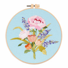 Load image into Gallery viewer, Floral Bouquet Hand Embroidery DIY Kit 20cm