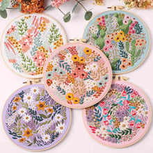 Load image into Gallery viewer, Flowers Nature Design Hand Embroidery DIY Kit 20cm