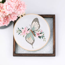 Load image into Gallery viewer, Colorful Butterfly & Flowers Hand Embroidery DIY Kit 20cm