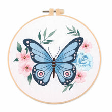 Load image into Gallery viewer, Colorful Butterfly & Flowers Hand Embroidery DIY Kit 20cm