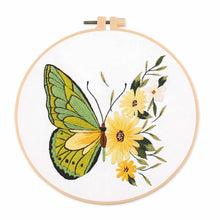 Load image into Gallery viewer, Colorful Butterfly & Flowers Hand Embroidery DIY Kit 20cm