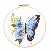 Load image into Gallery viewer, Colorful Butterfly & Flowers Hand Embroidery DIY Kit 20cm