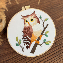 Load image into Gallery viewer, Cute Owl Bird Hand Embroidery DIY Kit 20cm