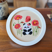 Load image into Gallery viewer, Baby Panda Flowers Hand Embroidery DIY Kit 20cm